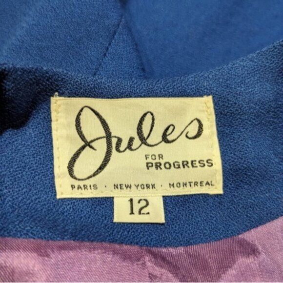 Vintage 80's 100% wool Jules for Progress Royal Blue two piece skirt suit set - Picture 9 of 10